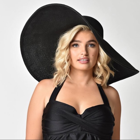 Black Oversized Floppy Hat - Picture 2 of 2